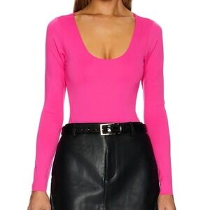 Good American Sculpting Scoop Long Sleeve Body in Ballerina Pink